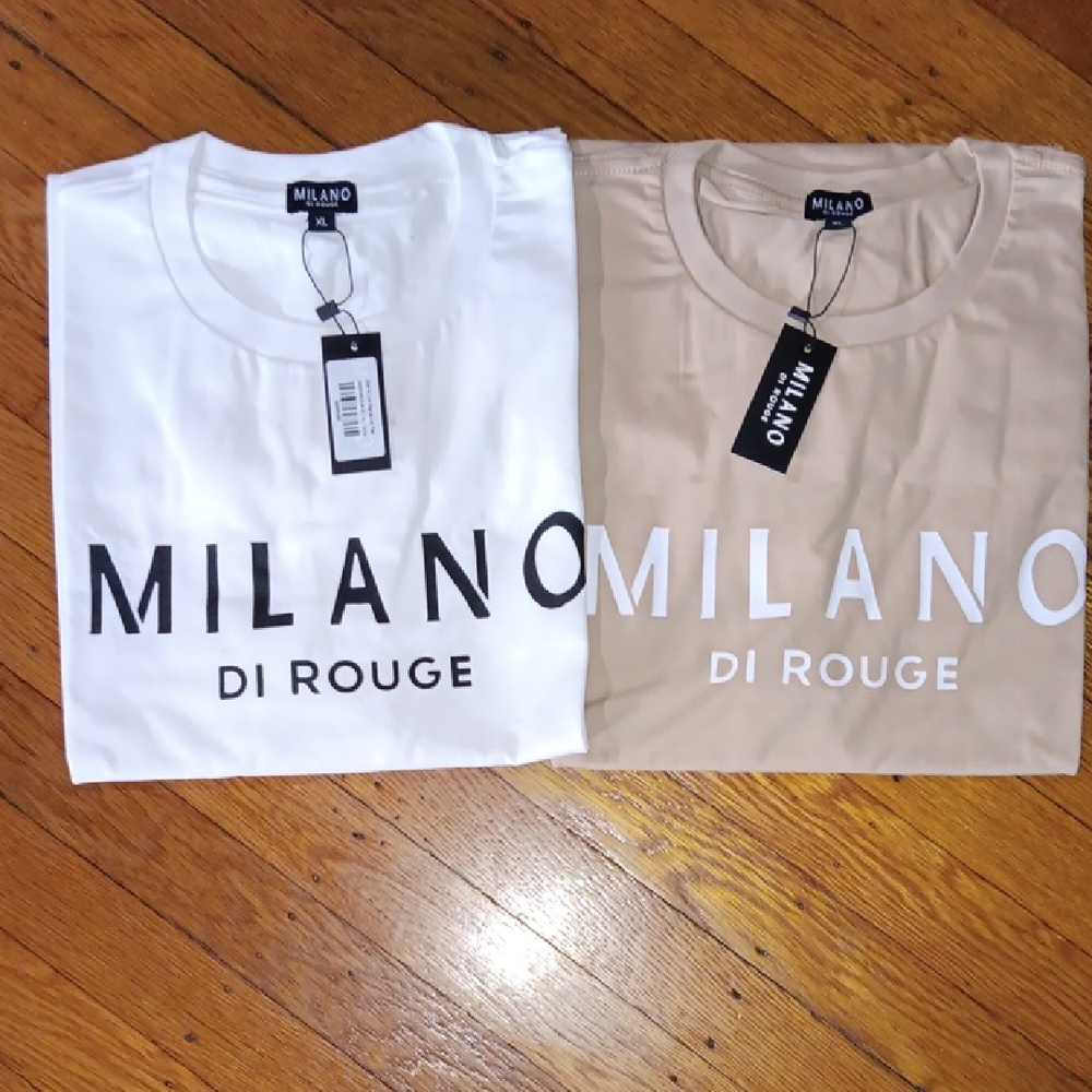 Milano Di Rouge Logo Tee — White & Beige